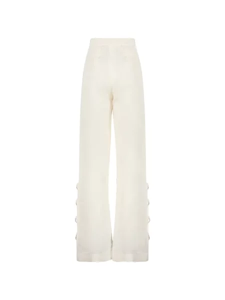 Pantaloni Ellery din satin evazate alb