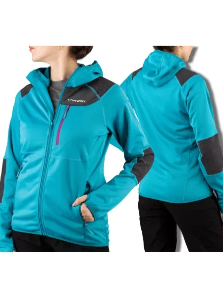 Bluza turystyczna Viking Yosemite Lady trekkingowa rozpinana z kapturem niebieska