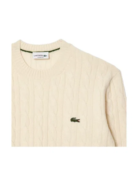 Sweter Lacoste wełniany beżowy