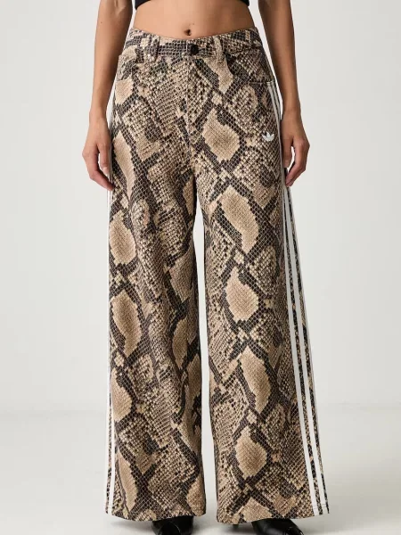 Adidas Originals blugi wide leg pentru femei bej