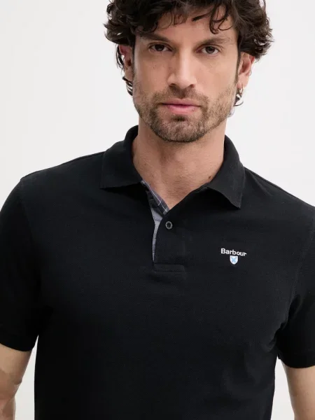 Barbour póló Tartan Pique Polo Shirt fekete