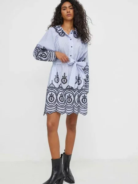 MUNTHE rochie din mini evazati albastru