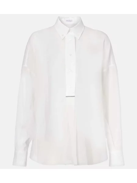 Cămașă Brunello Cucinelli din țesătură twill alb