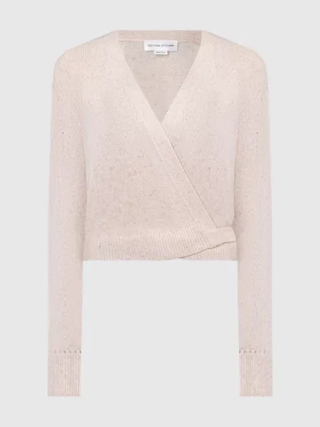 Кардиган з кашеміру на запах Victoria Beckham бежевий