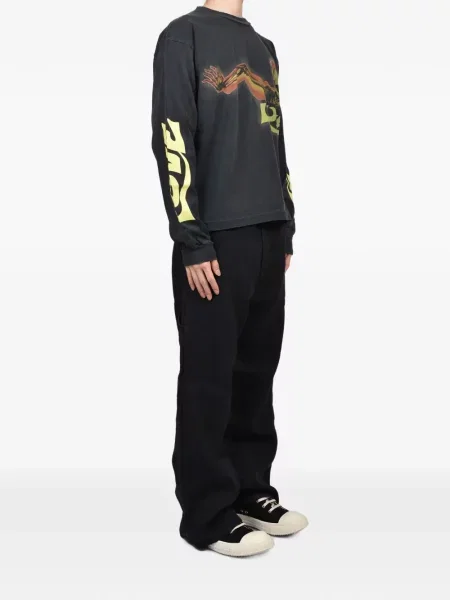 Lung tricou Jun/nakayama cu imagine negru