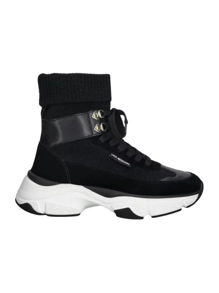 Sneakersy Love Moschino skórzane na platformie czarne