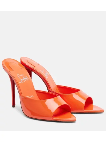 Usnjene lakirane mules Christian Louboutin oranžna