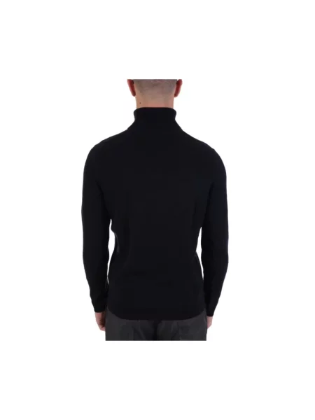 Lniany sweter z golfem Hugo niebieski