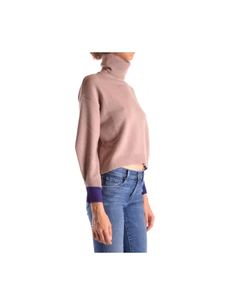 Sweter z golfem Pinko wełniany do golfa różowy