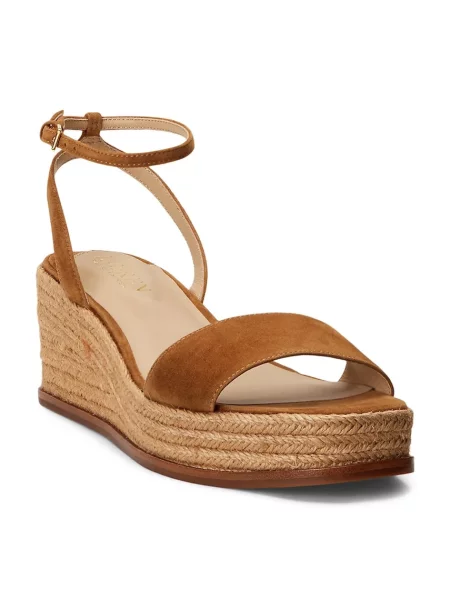Semišové espadrilky Lauren Ralph Lauren na kline hnedá