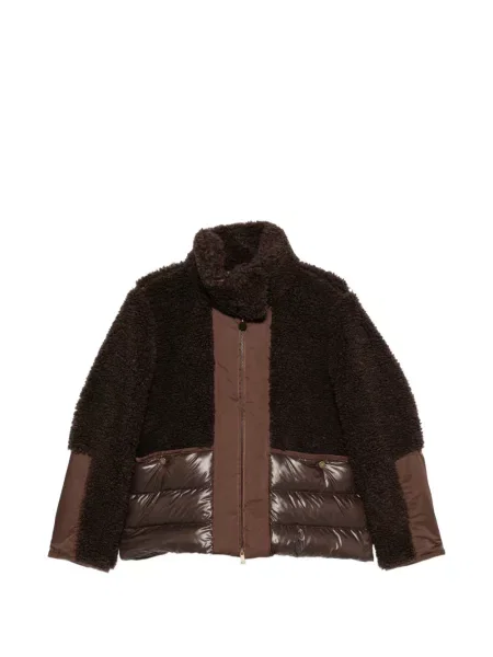 Geacă Moncler din piele de oaie maro