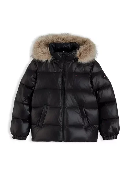 Tommy Hilfiger geacă cu puf pentru copii negru