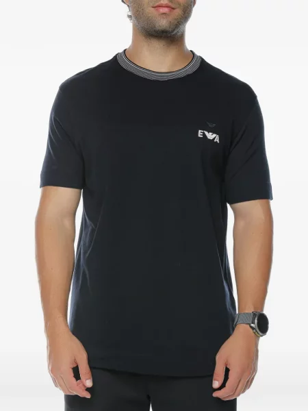 Tricou Emporio Armani cu dungi cu autograf negru