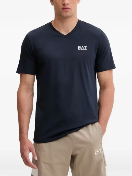 Tricou Ea7 Emporio Armani cu imagine cu decolteu în V albastru