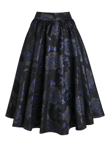 Fustă midi Alice + Olivia cu model floral până la genunchi negru