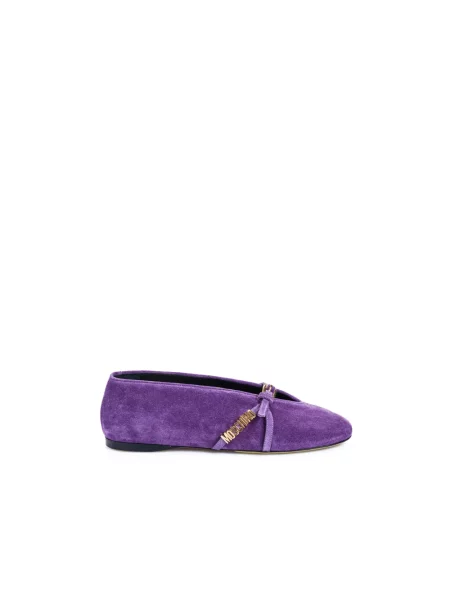 Balerinki Moschino skórzane fioletowe