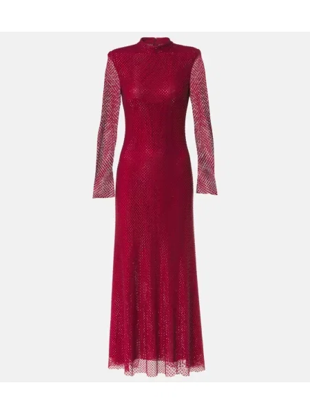 Sukienka midi Self-portrait z siateczką do kolan garniturowa czerwona