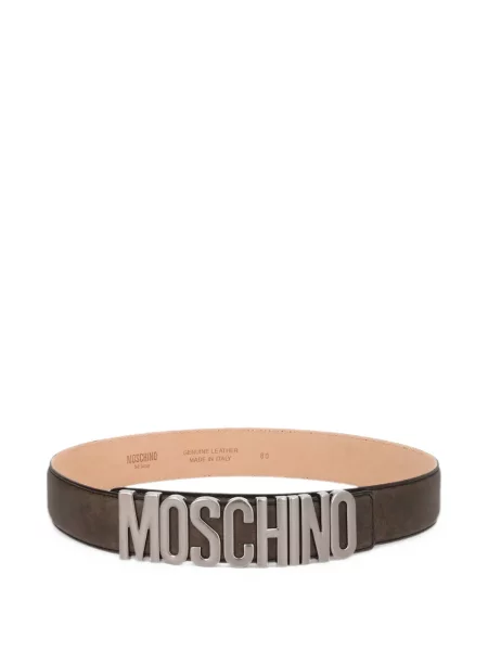 Curea Moschino din piele cu autograf maro