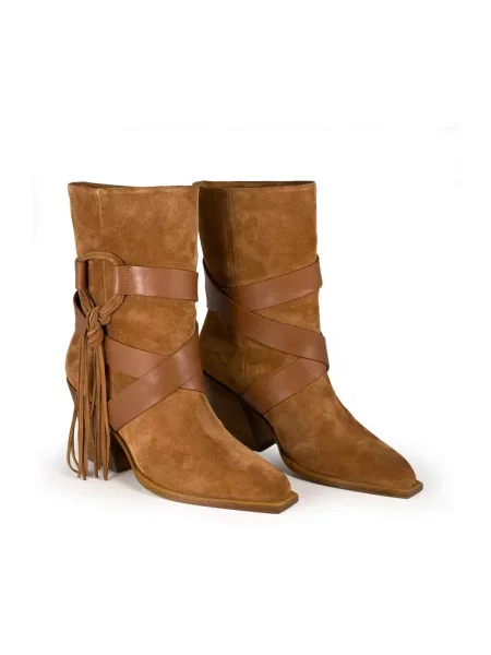 Lniane buty do kostki Vic Matie brązowe