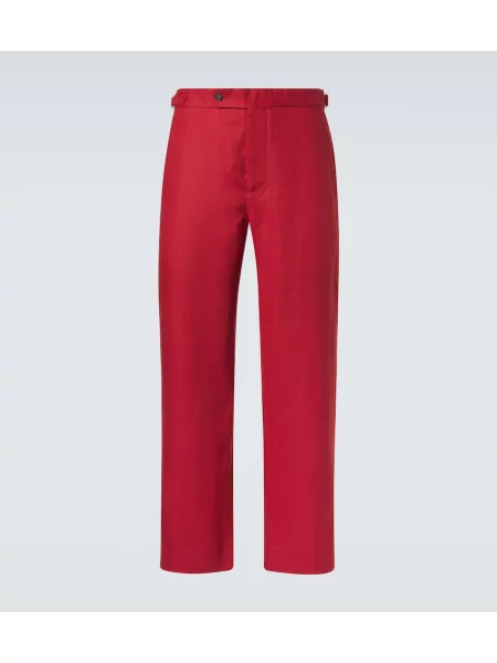 Lněné lněné kalhoty Bode červené