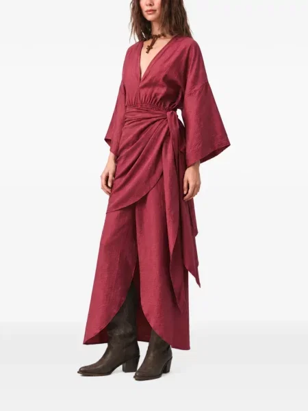 Rochie maxi Inmaculada cu decolteu în V plic roz