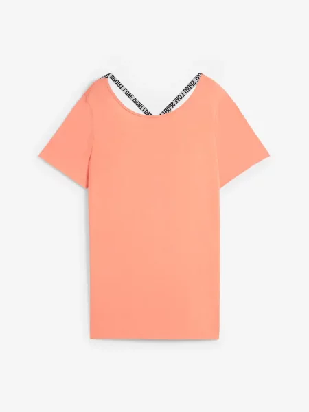 Długi T-shirt sportowy z wycięciem z tyłu pomarańczowa