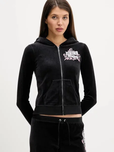 Juicy Couture bluza welurowa Wrap You Up czarna