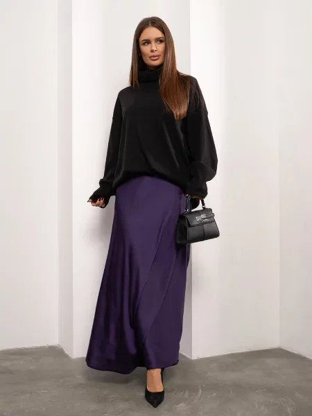 Спідниця максі ISSA Plus шовк фіолетовий