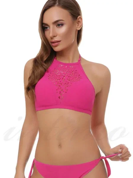 Купальный лиф однотонный рожевий