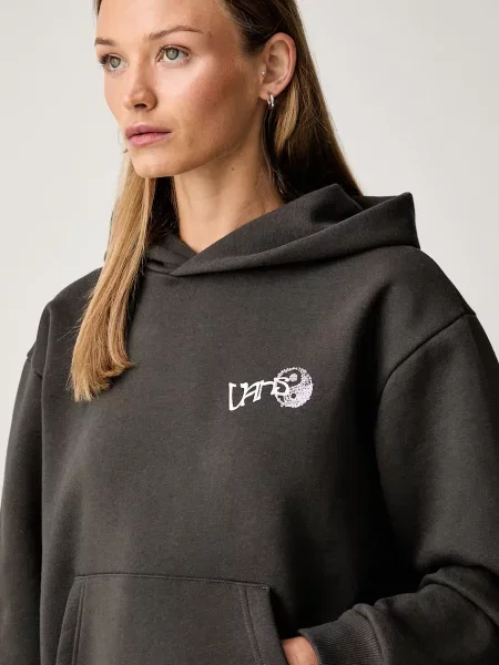 Vans суичър с качулка дамски с Yin and Yang Pullover сиво