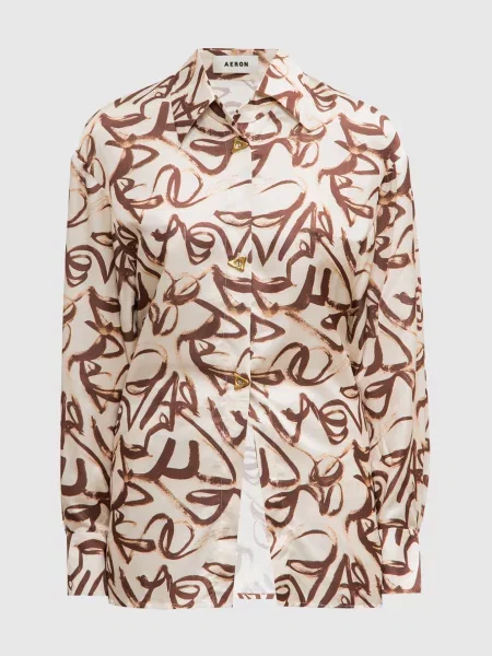 Атласна блуза CHASE з шовком в принт Aeron бежева