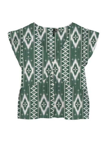 VERO MODA Halenka VMMYMILO zelená bílá