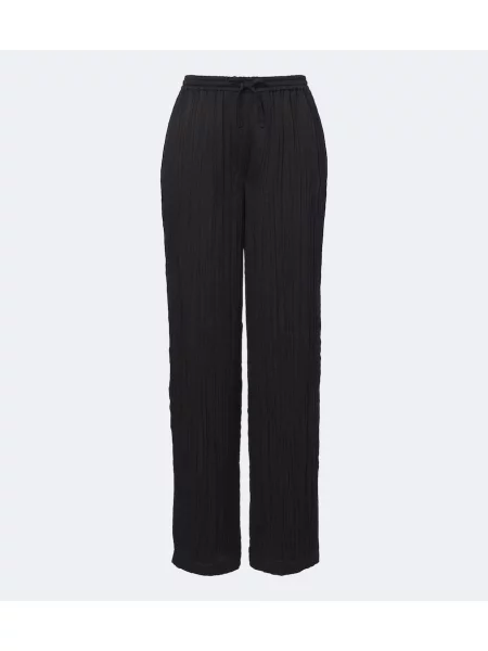 Pantaloni The Row de mătase negru