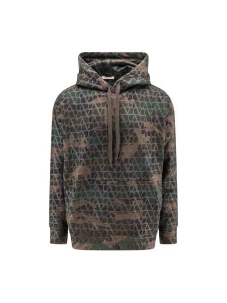 Lniana bluza z kapturem Valentino z kapturem zielona