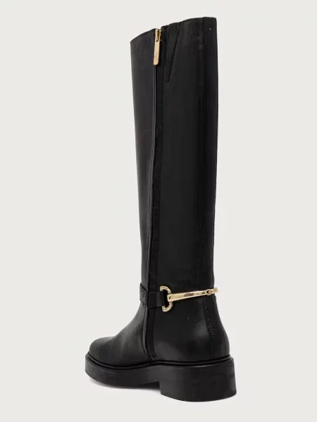 Tommy Hilfiger kozaki skórzane TH STUD LEATHER KNEE czarne