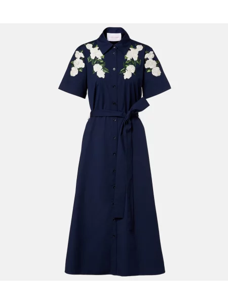 Rochie tip cămașă Carolina Herrera cu model floral albastru