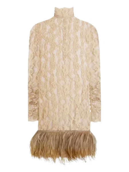 Rochie mini Dolce & Gabbana cu pene din dantelă de costum