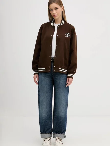 Tommy Hilfiger Μπουφάν bomber με προσθήκη μαλλιού καφέ