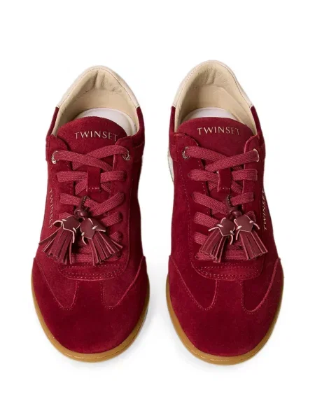 Sneakerși Twinset din piele de căprioară roșu