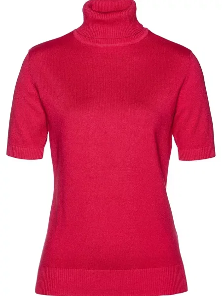Sweter z golfem krótki rękaw czerwony