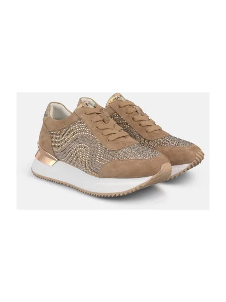 Sneakersy Alma En Pena z nadrukiem brązowe