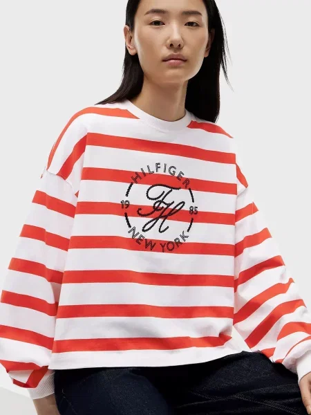 Свитшот Tommy Hilfiger в полоску белый