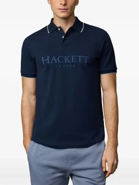 Tricou polo Hackett London cu broderie albastru