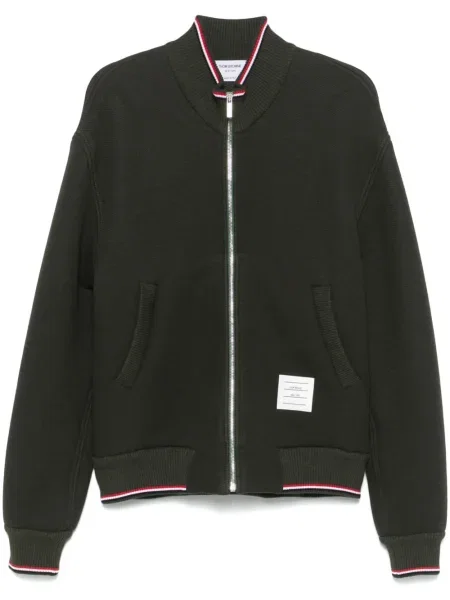 Geacă Thom Browne cu dungi tricotate verde