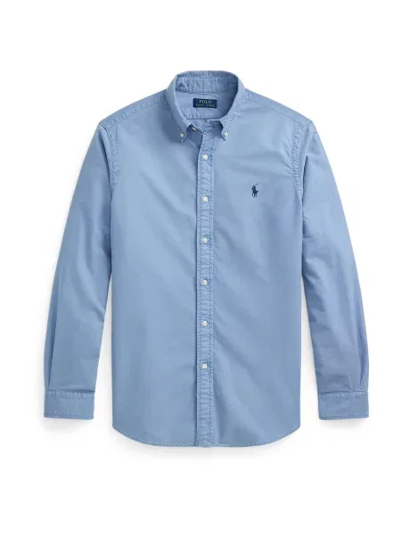 Srajca Polo Ralph Lauren z dolgimi rokavi keper modra