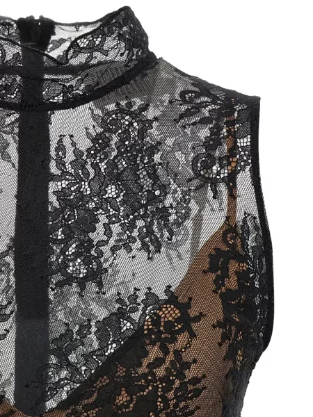 Rochie midi Giuseppe Di Morabito cu pene din dantelă negru