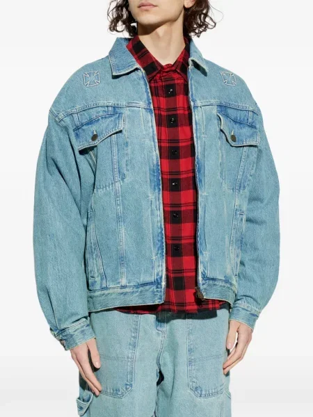 Дънково яке Vetements с принт синьо