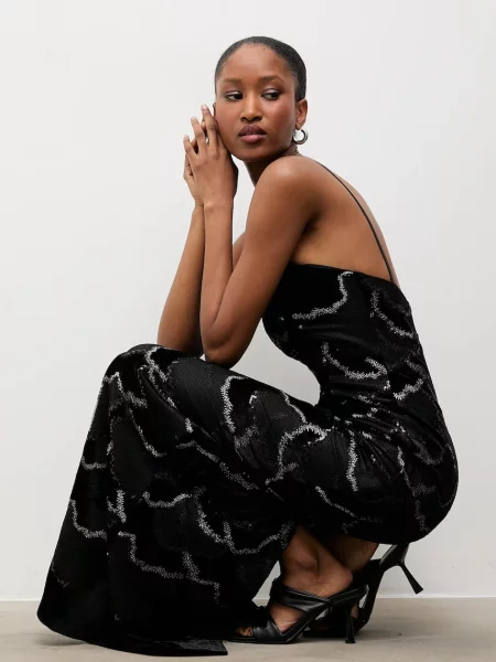 Answear.LAB rochie maxi drept negru