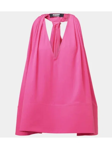 Top Jacquemus cu gât halter roz