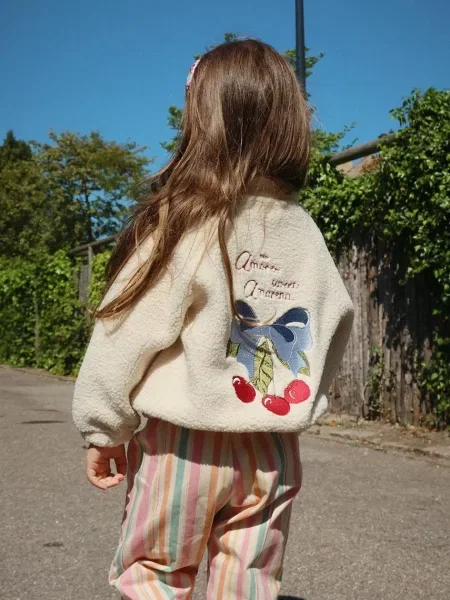 Konges Sløjd Dětská bunda JAZZ TEDDY JACKET GRS béžová